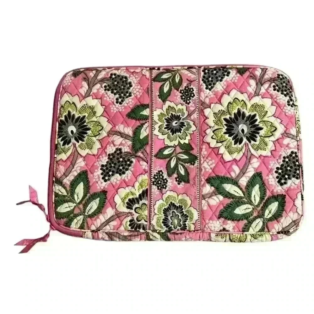 Vera Bradley Priscilla Pink Quilted Laptop Case and Cover Bag 17”x11”